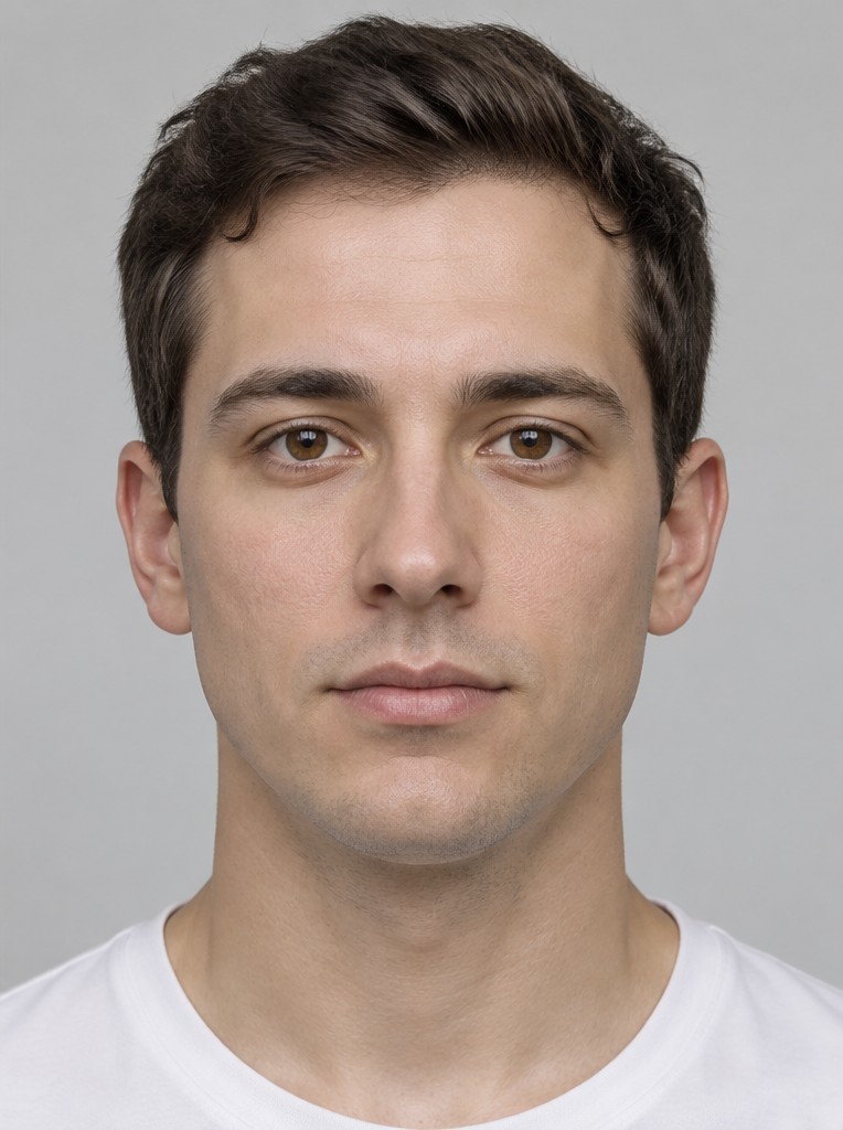 Illustrative after photo of the same young man with smooth, even skin